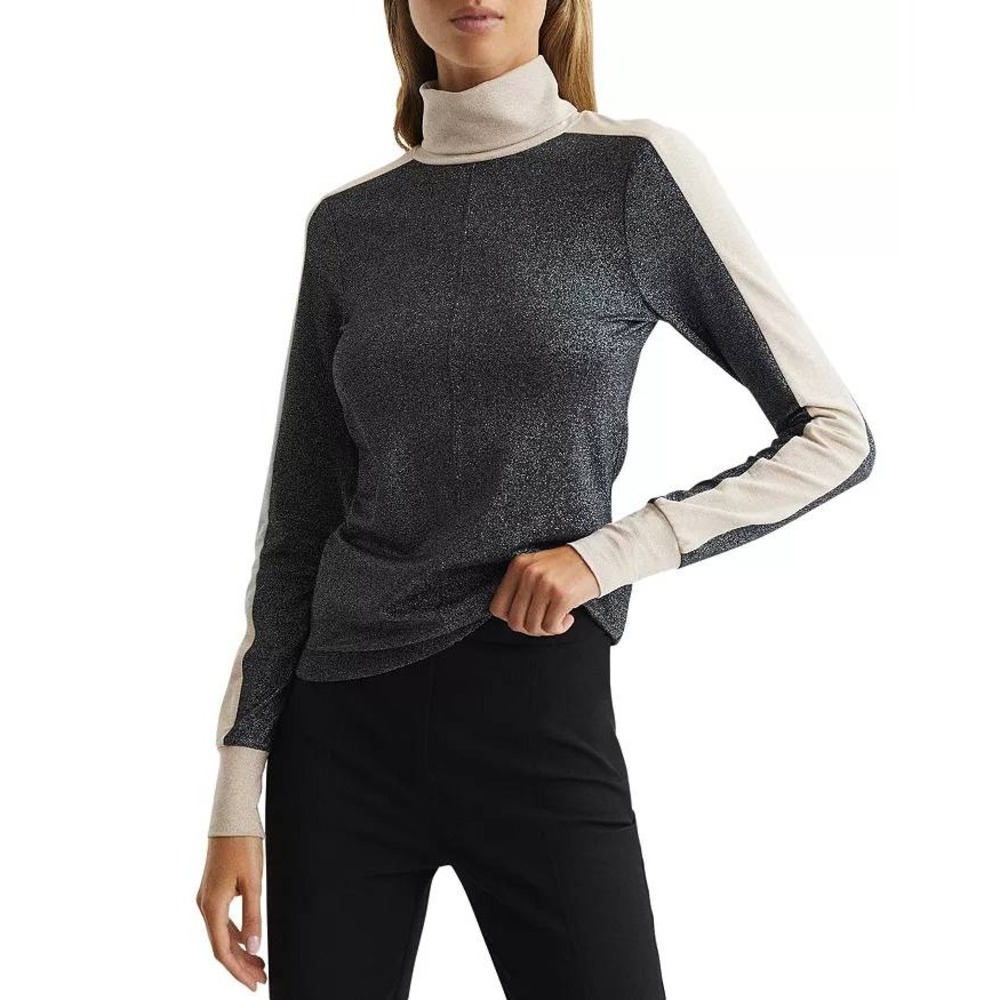 NWT REISS Jem Metallic Color‎ Block Sweater Long Sleeve Small